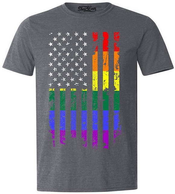 Distressed Rainbow Flag Gay Pride T-Shirt gray