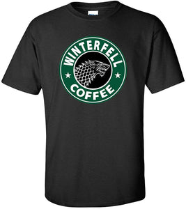 Fan Art Parody Winterfell Coffee GOT 8 Graphic T-Shirt Black