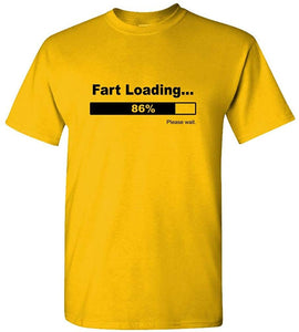 Fart LoadingPlease Wait Funny Gag Mens Cotton T-Shirt Gold